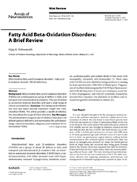 Screenshot of Annals of Neurosciences publication on fatty acid beta-oxidation disorders