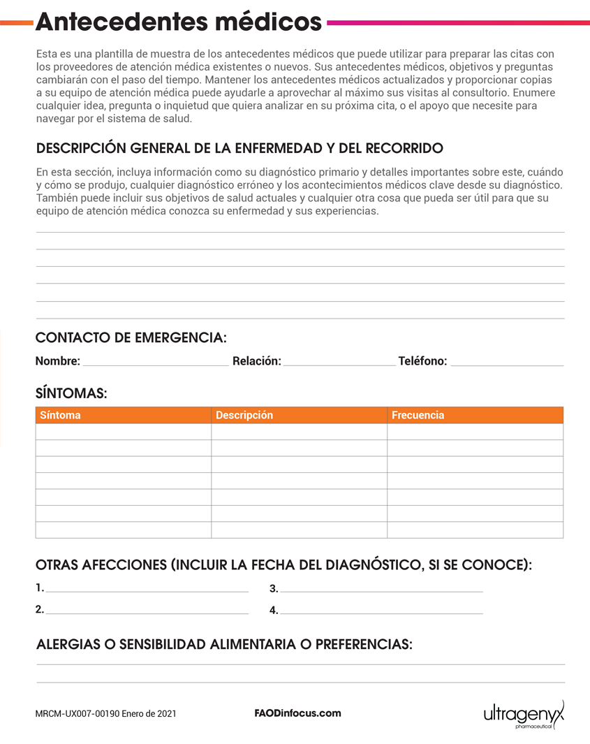 Front cover of patient download print piece for Medical History template